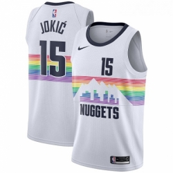 Womens Nike Denver Nuggets 15 Nikola Jokic Swingman White NBA Jersey City Edition