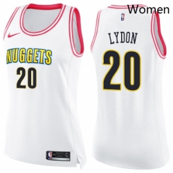 Womens Nike Denver Nuggets 20 Tyler Lydon Swingman WhitePink Fashion NBA Jersey 