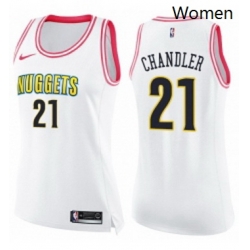 Womens Nike Denver Nuggets 21 Wilson Chandler Swingman WhitePink Fashion NBA Jersey
