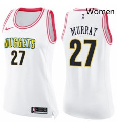 Womens Nike Denver Nuggets 27 Jamal Murray Swingman WhitePink Fashion NBA Jersey