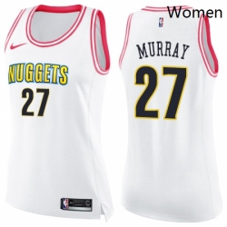 Womens Nike Denver Nuggets 27 Jamal Murray Swingman WhitePink Fashion NBA Jersey