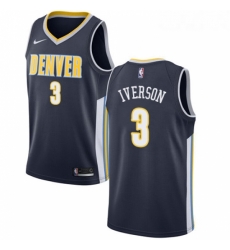 Womens Nike Denver Nuggets 3 Allen Iverson Authentic Navy Blue Road NBA Jersey Icon Edition