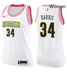 Womens Nike Denver Nuggets 34 Devin Harris Swingman WhitePink Fashion NBA Jersey 