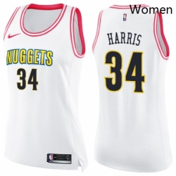Womens Nike Denver Nuggets 34 Devin Harris Swingman WhitePink Fashion NBA Jersey 