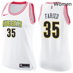 Womens Nike Denver Nuggets 35 Kenneth Faried Swingman WhitePink Fashion NBA Jersey