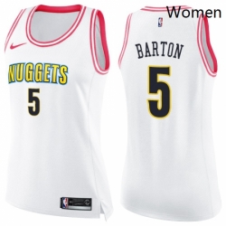 Womens Nike Denver Nuggets 5 Will Barton Swingman WhitePink Fashion NBA Jersey