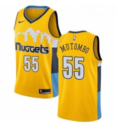 Womens Nike Denver Nuggets 55 Dikembe Mutombo Authentic Gold Alternate NBA Jersey Statement Edition