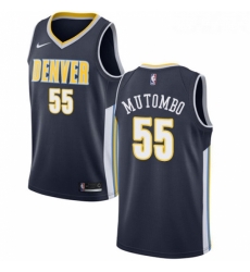 Womens Nike Denver Nuggets 55 Dikembe Mutombo Authentic Navy Blue Road NBA Jersey Icon Edition