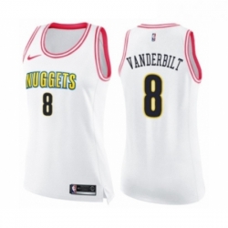 Womens Nike Denver Nuggets 8 Jarred Vanderbilt Swingman White Pink Fashion NBA Jerse