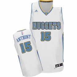 Youth Adidas Denver Nuggets 15 Carmelo Anthony Swingman White Home NBA Jersey