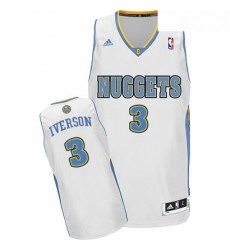 Youth Adidas Denver Nuggets 3 Allen Iverson Swingman White Home NBA Jersey