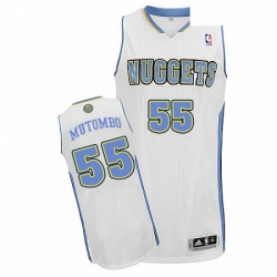 Youth Adidas Denver Nuggets 55 Dikembe Mutombo Authentic White Home NBA Jersey
