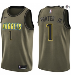 Youth Nike Denver Nuggets 1 Michael Porter Jr Green NBA Swingman Salute to Service Jersey 