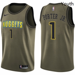 Youth Nike Denver Nuggets 1 Michael Porter Jr Green NBA Swingman Salute to Service Jersey 