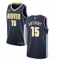 Youth Nike Denver Nuggets 15 Carmelo Anthony Authentic Navy Blue Road NBA Jersey Icon Edition