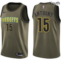 Youth Nike Denver Nuggets 15 Carmelo Anthony Swingman Green Salute to Service NBA Jersey