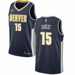 Youth Nike Denver Nuggets 15 Nikola Jokic Authentic Navy Blue Road NBA Jersey Icon Edition