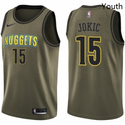Youth Nike Denver Nuggets 15 Nikola Jokic Swingman Green Salute to Service NBA Jersey