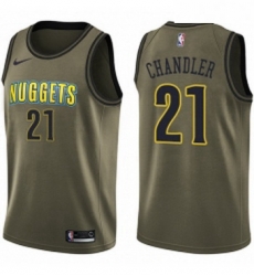 Youth Nike Denver Nuggets 21 Wilson Chandler Swingman Green Salute to Service NBA Jersey