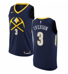 Youth Nike Denver Nuggets 3 Allen Iverson Swingman Navy Blue NBA Jersey City Edition