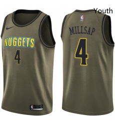 Youth Nike Denver Nuggets 4 Paul Millsap Swingman Green Salute to Service NBA Jersey 