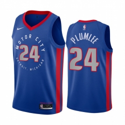 Men Nike Detroit Pistons 24 Mason Plumlee Blue NBA Swingman 2020 21 City Edition Jersey