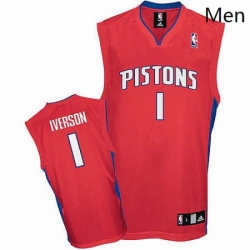 Mens Adidas Detroit Pistons 1 Allen Iverson Authentic Red NBA Jersey