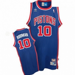 Mens Adidas Detroit Pistons 10 Dennis Rodman Authentic Blue Throwback NBA Jersey