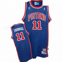 Mens Adidas Detroit Pistons 11 Isiah Thomas Authentic Blue Throwback NBA Jersey