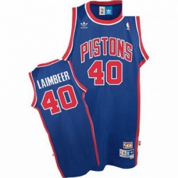 Mens Adidas Detroit Pistons 40 Bill Laimbeer Authentic Blue Throwback NBA Jersey