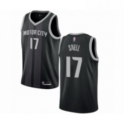 Mens Detroit Pistons 17 Tony Snell Authentic Black Basketball Jersey City Edition 