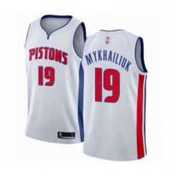 Mens Detroit Pistons 19 Sviatoslav Mykhailiuk Authentic White Basketball Jersey Association Edition 