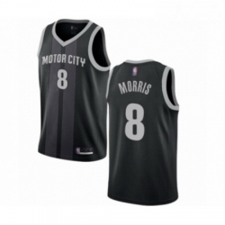 Mens Detroit Pistons 8 Markieff Morris Authentic Black Basketball Jersey City Edition 