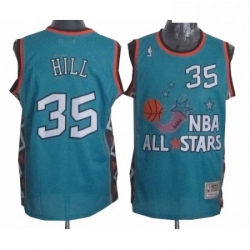 Mens Mitchell and Ness Detroit Pistons 35 Grant Hill Authentic Light Blue 1996 All Star Throwback NBA Jersey