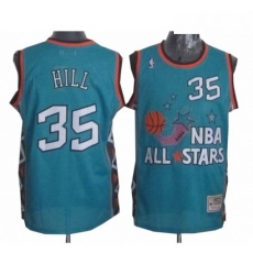 Mens Mitchell and Ness Detroit Pistons 35 Grant Hill Swingman Light Blue 1996 All Star Throwback NBA Jersey