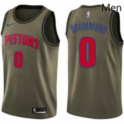 Mens Nike Detroit Pistons 0 Andre Drummond Swingman Green Salute to Service NBA Jersey