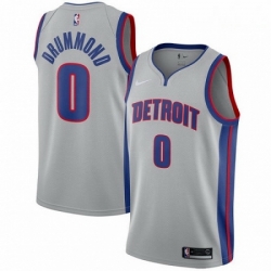 Mens Nike Detroit Pistons 0 Andre Drummond Swingman Silver NBA Jersey Statement Edition