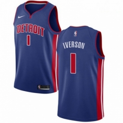 Mens Nike Detroit Pistons 1 Allen Iverson Swingman Royal Blue Road NBA Jersey Icon Edition