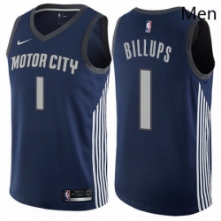 Mens Nike Detroit Pistons 1 Chauncey Billups Authentic Navy Blue NBA Jersey City Edition