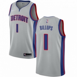 Mens Nike Detroit Pistons 1 Chauncey Billups Authentic Silver NBA Jersey Statement Edition