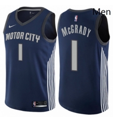 Mens Nike Detroit Pistons 1 Tracy McGrady Swingman Navy Blue NBA Jersey City Edition