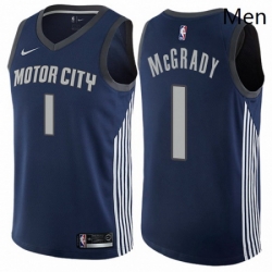 Mens Nike Detroit Pistons 1 Tracy McGrady Swingman Navy Blue NBA Jersey City Edition