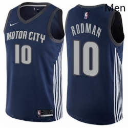 Mens Nike Detroit Pistons 10 Dennis Rodman Authentic Navy Blue NBA Jersey City Edition
