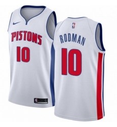 Mens Nike Detroit Pistons 10 Dennis Rodman Authentic White Home NBA Jersey Association Edition