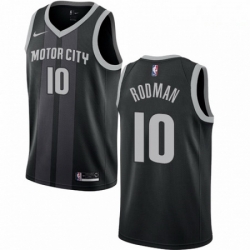 Mens Nike Detroit Pistons 10 Dennis Rodman Swingman Black NBA Jersey City Edition