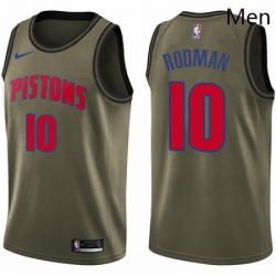 Mens Nike Detroit Pistons 10 Dennis Rodman Swingman Green Salute to Service NBA Jersey