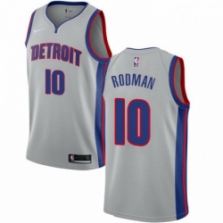 Mens Nike Detroit Pistons 10 Dennis Rodman Swingman Silver NBA Jersey Statement Edition