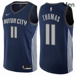 Mens Nike Detroit Pistons 11 Isiah Thomas Authentic Navy Blue NBA Jersey City Edition