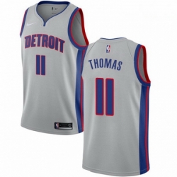 Mens Nike Detroit Pistons 11 Isiah Thomas Authentic Silver NBA Jersey Statement Edition