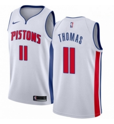 Mens Nike Detroit Pistons 11 Isiah Thomas Authentic White Home NBA Jersey Association Edition